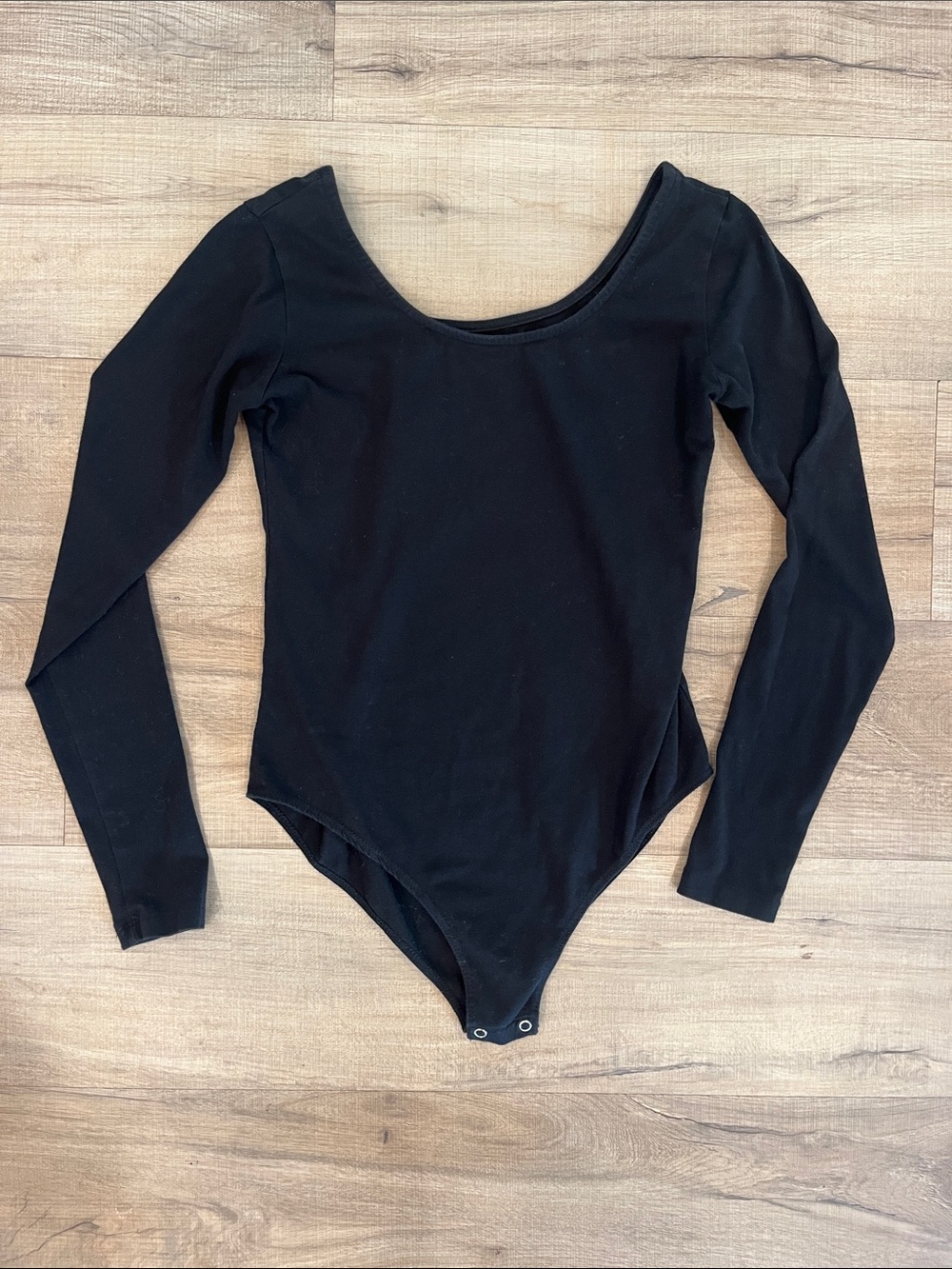 Black Long-Sleeve One-Piece Bodysuit Size Small